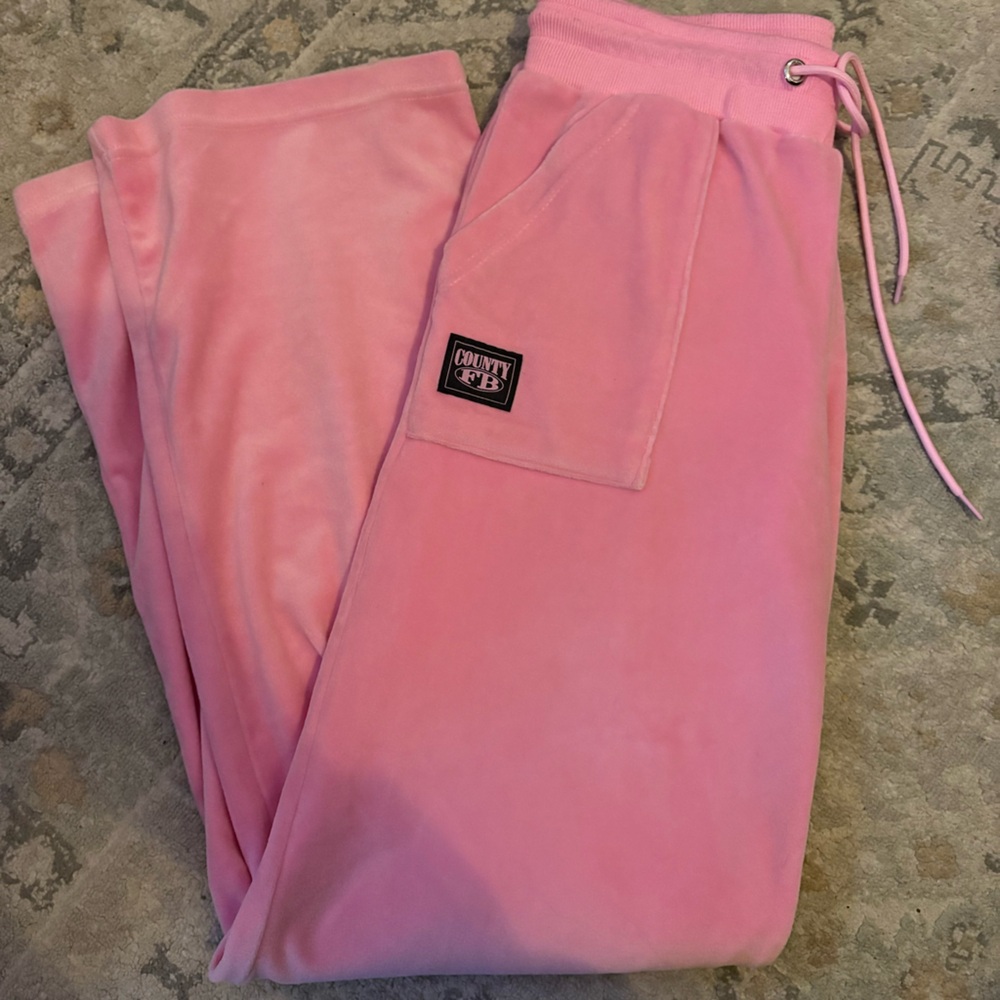 Zumiez Pink Velour Drawstring Track Joggers